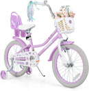 Olakids Girls Bike 12-18 Inch with Doll Seat Training Wheels Basket Dual Brakes, 20 Inch Without Training Wheels