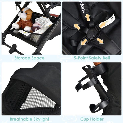 INFANS Lightweight Baby Stroller, Compact Infant with One-Hand Fold, Travel Stroller for Airplane