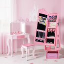 OLAKIDS Kids Jewelry Armoire Cabinet, 360° Swivel Lockable Standing Makeup Organizer