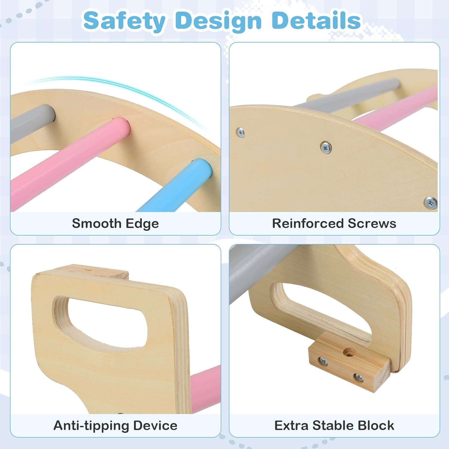 OLAKIDS Climbing Arch for Toddlers 5 in 1 Wooden Indoor Kids Climber Rocker Montessori Sensory Table