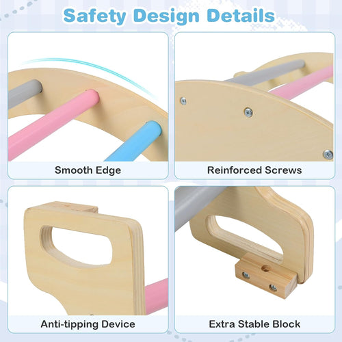 OLAKIDS Climbing Arch for Toddlers 5 in 1 Wooden Indoor Kids Climber Rocker Montessori Sensory Table