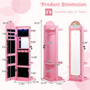 OLAKIDS Kids Jewelry Armoire Cabinet, 360° Swivel Lockable Standing Makeup Organizer