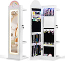 OLAKIDS Kids Jewelry Armoire Cabinet, 360° Swivel Lockable Standing Makeup Organizer
