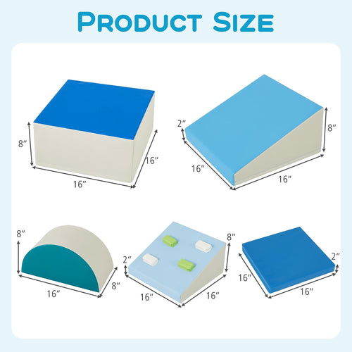 Olakids Climbing Toys for Toddlers, 6 Pieces Baby Foam Blocks Soft Play Set with PU Leather