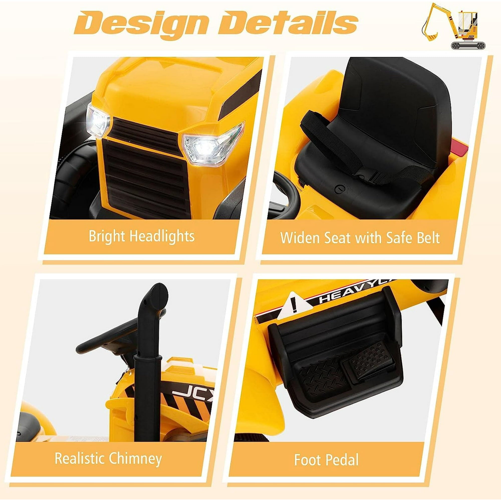 OLAKIDS Kids Ride on Car 12V Electric Excavator Vehicle Construction Truck