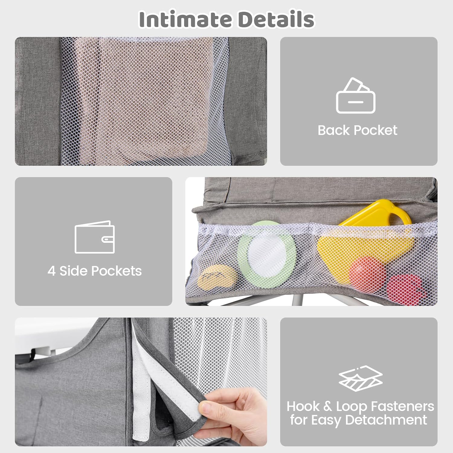 INFANS Baby High Chair, Foldable Portable Highchair for Babies and Toddlers with Travel Bag Adjustable Tray, 5 Point Harness, Compact Space Saver Infant Feeding Chair (Grey)