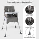 INFANS Baby High Chair, Foldable Portable Highchair for Babies and Toddlers with Travel Bag Adjustable Tray, 5 Point Harness, Compact Space Saver Infant Feeding Chair (Grey)