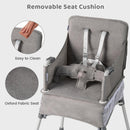 INFANS Baby High Chair, Foldable Portable Highchair for Babies and Toddlers with Travel Bag Adjustable Tray, 5 Point Harness, Compact Space Saver Infant Feeding Chair (Grey)