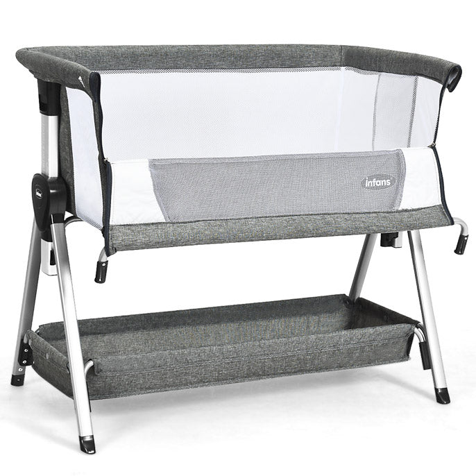 INFANS Baby Bassinet Bedside Crib, Adjustable Heights & Angle, Detachable & Washable Mattress