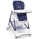 INFANS High Chair with One-Hand Removable Tray, 4 Lockable Wheels & Large Storage Basket - Multi-Adjustable Height