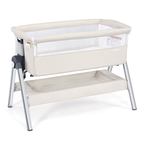 INFANS Baby Bassinet Bedside Crib, Newborn Sleeping /Large Storage Basket, Adjustable Heights & Angle, Easy Moving Bed Side