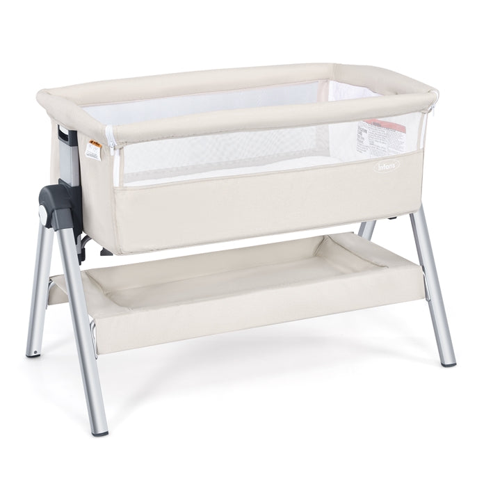INFANS Baby Bassinet Bedside Crib, Newborn Sleeping /Large Storage Basket, Adjustable Heights & Angle, Easy Moving Bed Side