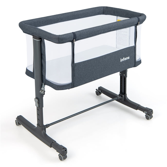 INFANS 3 in 1 Baby Bassinets, Bedside Sleeping for Newborn, Folding Crib with Mattress, Easy to Assemble Cradle