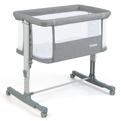 INFANS 3 in 1 Baby Bassinets, Bedside Sleeping for Newborn, Folding Crib with Mattress, Easy to Assemble Cradle