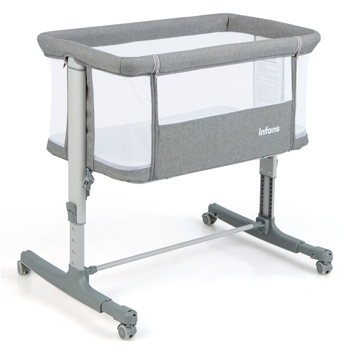 INFANS 3 in 1 Baby Bassinets, Bedside Sleeping for Newborn, Folding Crib with Mattress, Easy to Assemble Cradle