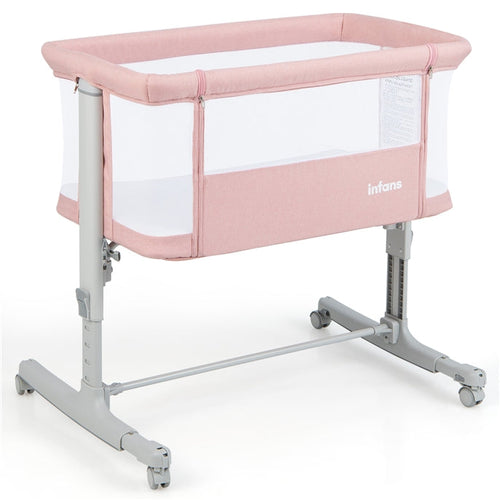 INFANS 3 in 1 Baby Bassinets, Bedside Sleeping for Newborn, Folding Crib with Mattress, Easy to Assemble Cradle