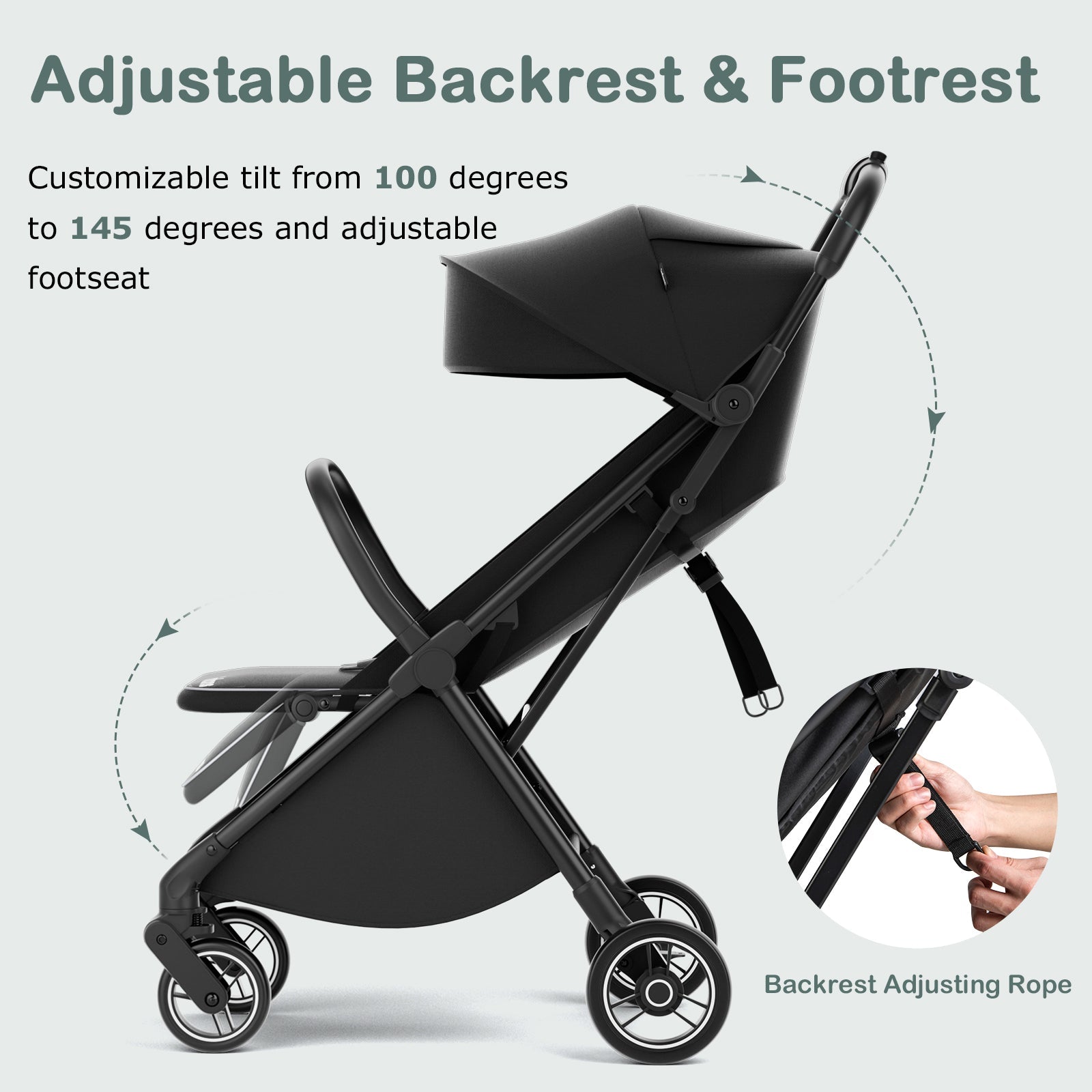 INFANS Lightweight Baby Stroller, One-Hand Gravity Fold, Compact Travel Stroller for Airplane