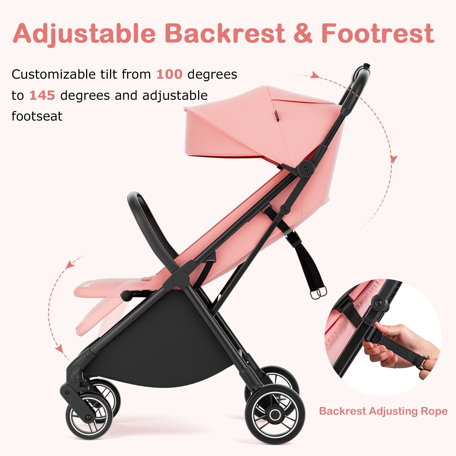 INFANS Lightweight Baby Stroller, One-Hand Gravity Fold, Compact Travel Stroller for Airplane