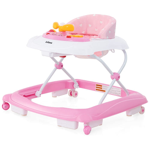 INFANS Foldable Baby Walker, 3 in 1 Toddler Walker Leaning-Seated Walk-Behind with Washable Seat Cushion