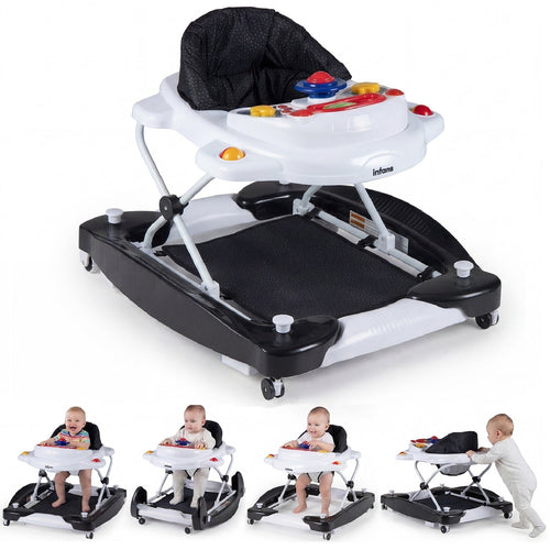 INFANS Baby Walker, 5 in 1 Behind Walker Learning Seated Rocker Bouncer with Removable Music Tray, Adjustable Height