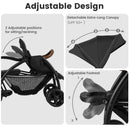 INFANS Double Stroller with Leather Handle, Front Seat 2-Position Recline, Baby Pushchair for Toddlers
