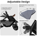 INFANS Double Stroller with Leather Handle, Front Seat 2-Position Recline, Baby Pushchair for Toddlers