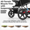INFANS Jogging Stroller, Jogger Travel System with Shock Absorbing Suspension Dining Plate Cup Holder Adjustable Backrest