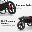 INFANS Jogging Stroller, Jogger Travel System with Shock Absorbing Suspension Dining Plate Cup Holder Adjustable Backrest