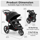 INFANS Jogging Stroller, Jogger Travel System with Shock Absorbing Suspension Dining Plate Cup Holder Adjustable Backrest