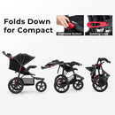 INFANS Jogging Stroller, Jogger Travel System with Shock Absorbing Suspension Dining Plate Cup Holder Adjustable Backrest