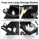 INFANS Jogging Stroller, Jogger Travel System with Shock Absorbing Suspension Dining Plate Cup Holder Adjustable Backrest