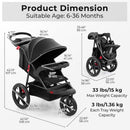 INFANS Jogging Stroller, Jogger Travel System with Shock Absorbing Suspension Dining Plate Cup Holder Adjustable Backrest