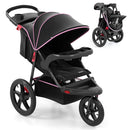 INFANS Jogging Stroller, Jogger Travel System with Shock Absorbing Suspension Dining Plate Cup Holder Adjustable Backrest