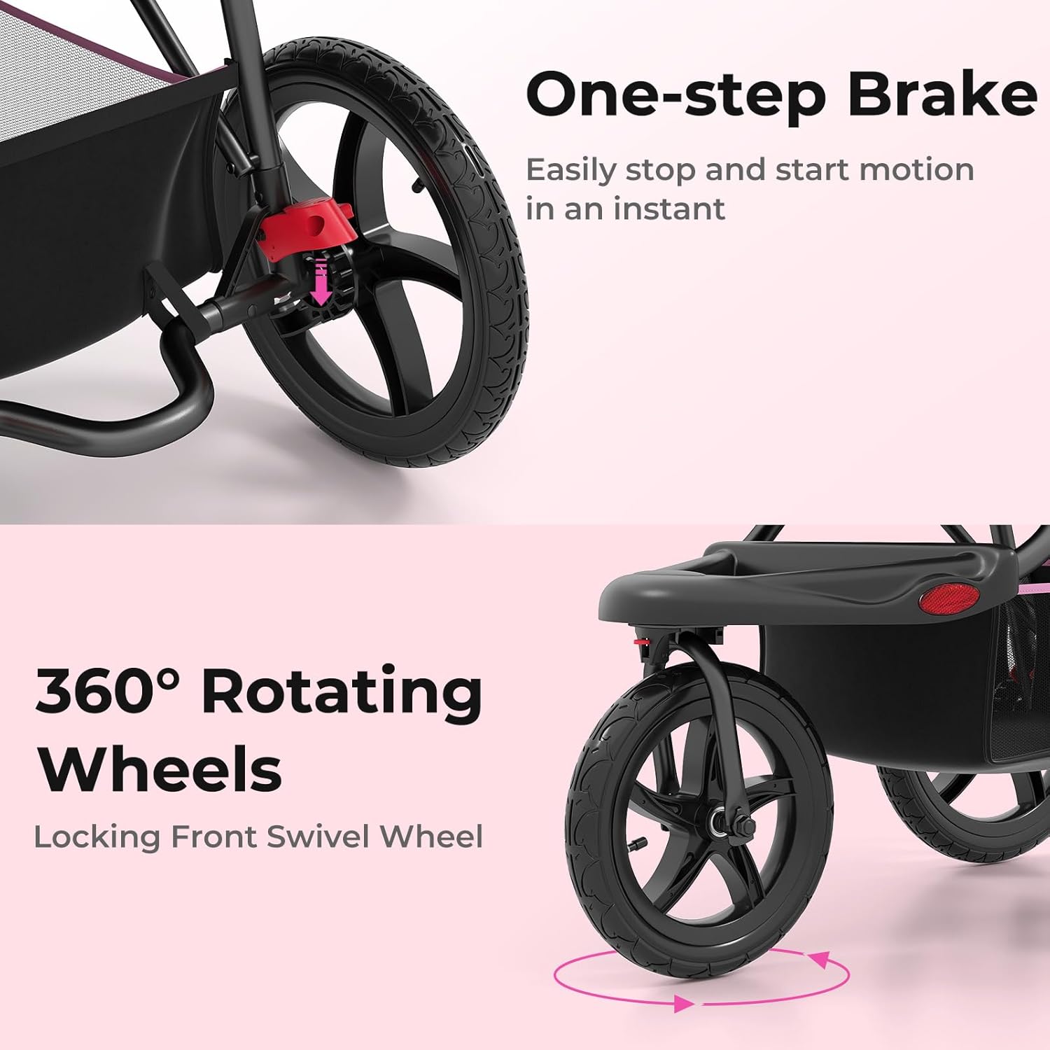 INFANS Jogging Stroller, Jogger Travel System with Shock Absorbing Suspension Dining Plate Cup Holder Adjustable Backrest