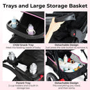 INFANS Jogging Stroller, Jogger Travel System with Shock Absorbing Suspension Dining Plate Cup Holder Adjustable Backrest