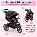 INFANS Jogging Stroller, Jogger Travel System with Shock Absorbing Suspension Dining Plate Cup Holder Adjustable Backrest