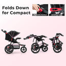 INFANS Jogging Stroller, Jogger Travel System with Shock Absorbing Suspension Dining Plate Cup Holder Adjustable Backrest