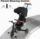OLAKIDS 9-in-1 Foldable Toddlers Tricycle, Converts Stroller to Balance Bike with Adjustable Push Handle for 1-6 Years