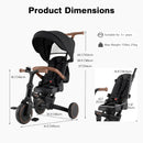 OLAKIDS 9-in-1 Foldable Toddlers Tricycle, Converts Stroller to Balance Bike with Adjustable Push Handle for 1-6 Years