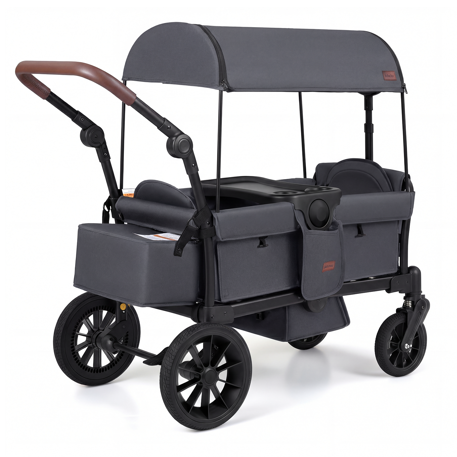 INFANS Wagon Stroller for 2 Kids Foldable Wagon Cart with Adjustable Handle Pull Bar for Infants Toddlers 6-36 Months