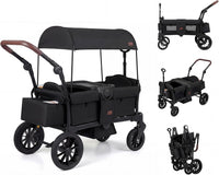 INFANS Wagon Stroller for 2 Kids Foldable Wagon Cart with Adjustable Handle Pull Bar for Infants Toddlers 6-36 Months
