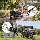 INFANS Wagon Stroller for 2 Kids Foldable Wagon Cart with Adjustable Handle Pull Bar for Infants Toddlers 6-36 Months