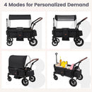 INFANS Wagon Stroller for 2 Kids Foldable Wagon Cart with Adjustable Handle Pull Bar for Infants Toddlers 6-36 Months
