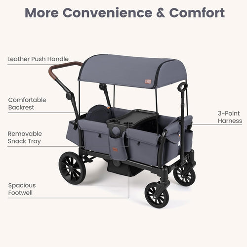 INFANS Wagon Stroller for 2 Kids Foldable Wagon Cart with Adjustable Handle Pull Bar for Infants Toddlers 6-36 Months