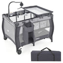 INFANS 3 in 1 Pack and Play, Portable Travel Baby Crib Bassinet with Detachable Mattress, Newborn Changing Table, Foldable Playpen