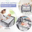 INFANS 3 in 1 Pack and Play, Portable Travel Baby Crib Bassinet with Detachable Mattress, Newborn Changing Table, Foldable Playpen