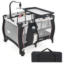 INFANS 3 in 1 Pack and Play, Portable Travel Baby Crib Bassinet with Detachable Mattress, Newborn Changing Table, Foldable Playpen