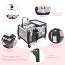 INFANS 3 in 1 Pack and Play, Portable Travel Baby Crib Bassinet with Detachable Mattress, Newborn Changing Table, Foldable Playpen