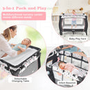 INFANS 3 in 1 Pack and Play, Portable Travel Baby Crib Bassinet with Detachable Mattress, Newborn Changing Table, Foldable Playpen