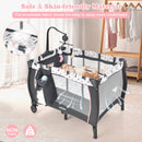 INFANS 3 in 1 Pack and Play, Portable Travel Baby Crib Bassinet with Detachable Mattress, Newborn Changing Table, Foldable Playpen